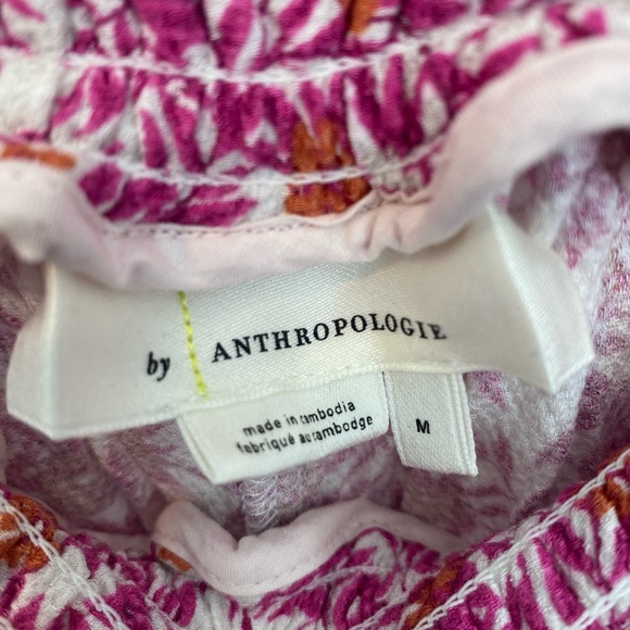 Anthropologie Pink Abstract Floral Smocked Joggers New - Picture 7 of 13